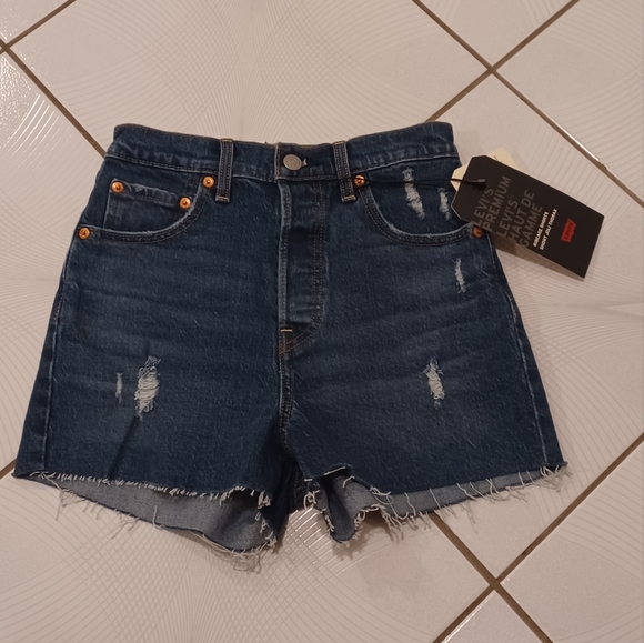 New Hand Embroidered Ribcage Levi Shorts - Size 25 - Picture 2 of 8